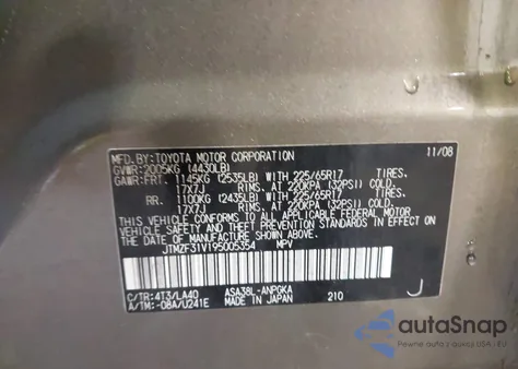 2009 Toyota Rav4 Limited from USA, damaged, VIN JTMZF31V195005354